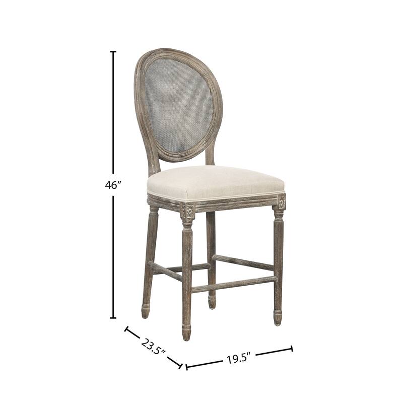 Chapelle Traditional Rattan Portrait Back Bar Stool - 30-inch Seat