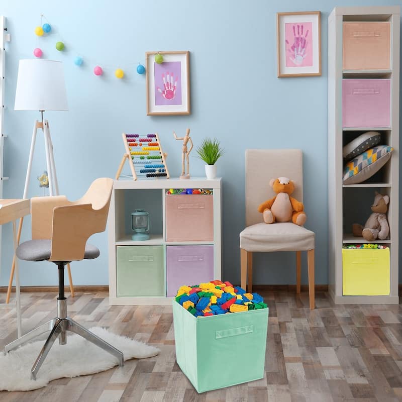 Sorbus Open Fabric Storage Cube Bins, Pastel Multi-Color, Set of 6