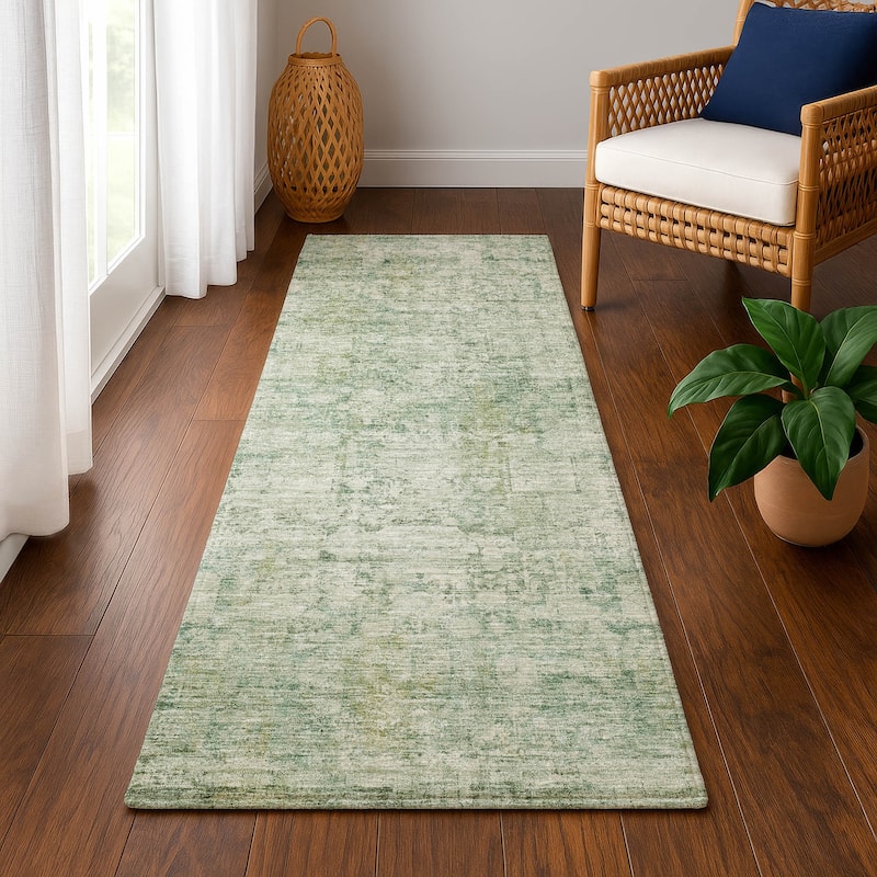 Premium Washable Super Soft Traditional Vintage Mayfield Rug - Aloe - 2'3" x 7'6"
