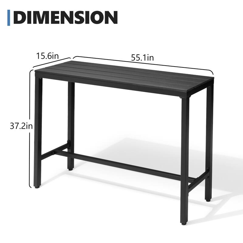 VredHom Outdoor Indoor Patio Rectangular Bar Table Pub Table