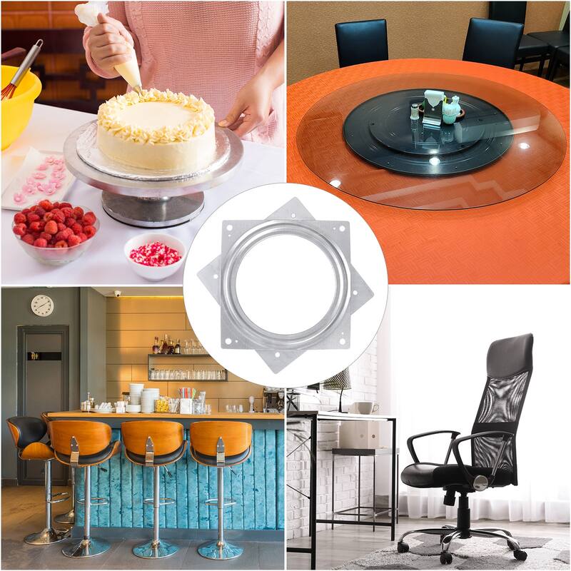 Lazy Susan Hardware, 6Pcs 6 Inch Iron Square Ball Bearing Rotating Plate - Silver
