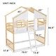 preview thumbnail 7 of 11, Natural+White Twin over Twin Size Wood House Bunk Bed with Roof , Window, Window Box, Door, Safety Guardrails and Ladder