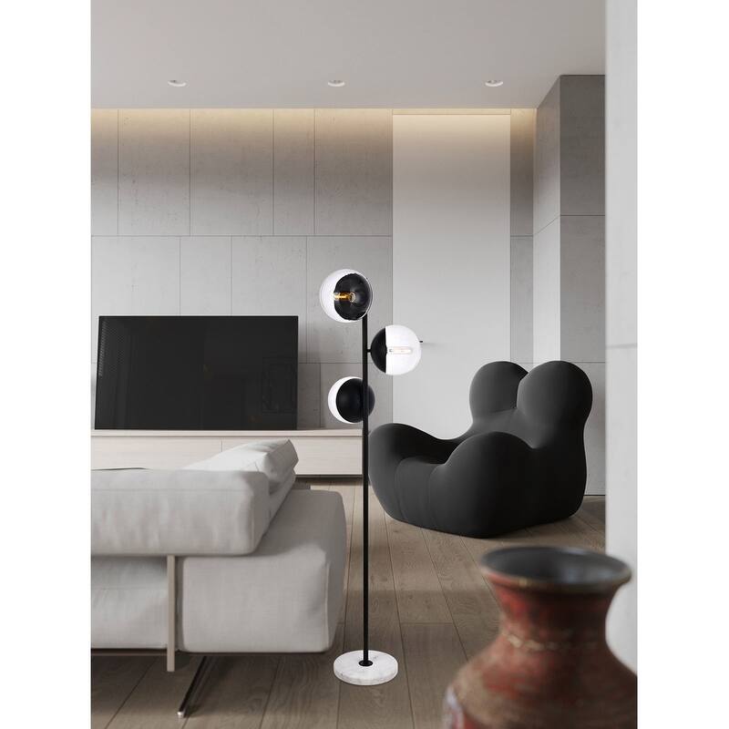 Mid-century Modern Clear Glass 3-light Floor Lamp