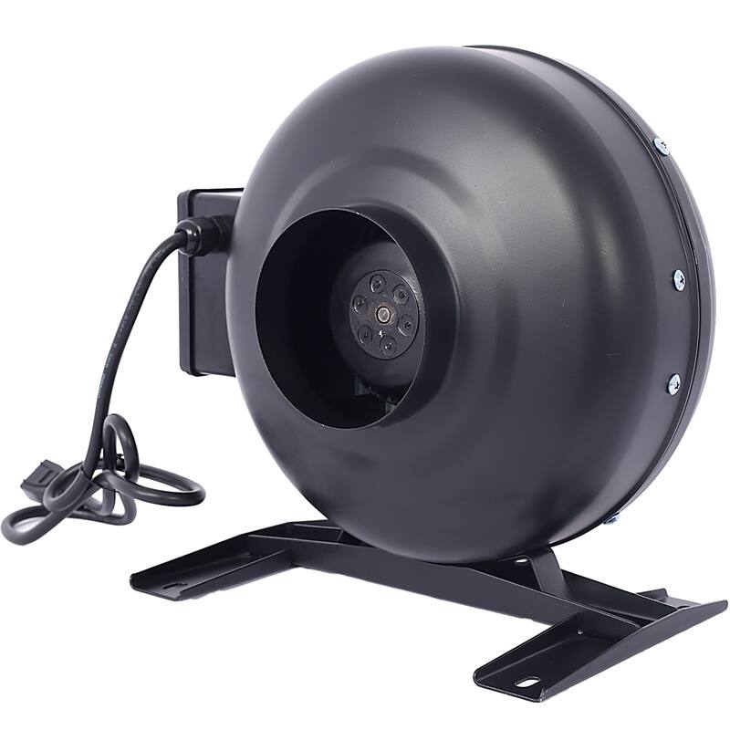 4-Inch 316 CFM Inline Duct Fan: Air Circulation Vent Blower for Hydroponics, Basements, and Kitchens - Black