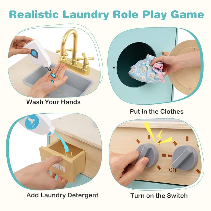 Gymax Kids Washer Playset w/ Laundry Detergent & Hand Sanitizer