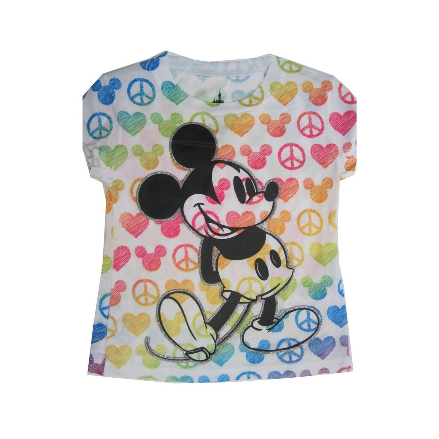 Shop Disney Little Girls Multi Rainbow Mickey Print Short Sleeve T Shirt Overstock 23083263