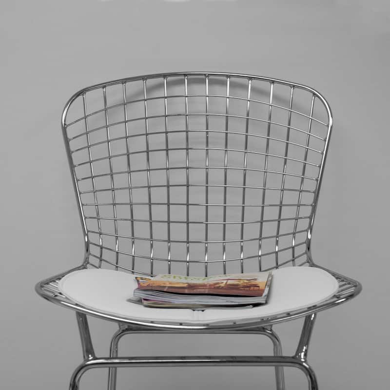 Mid Century Modern Chrome Wire Counter Stool (Set of 2) - N/A