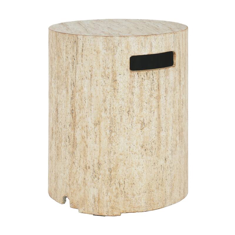 Christopher Knight Home - Trenton Outdoor Fire Pit Table and Side Table Set with Travertine Stone Texture and Durable MGO Build