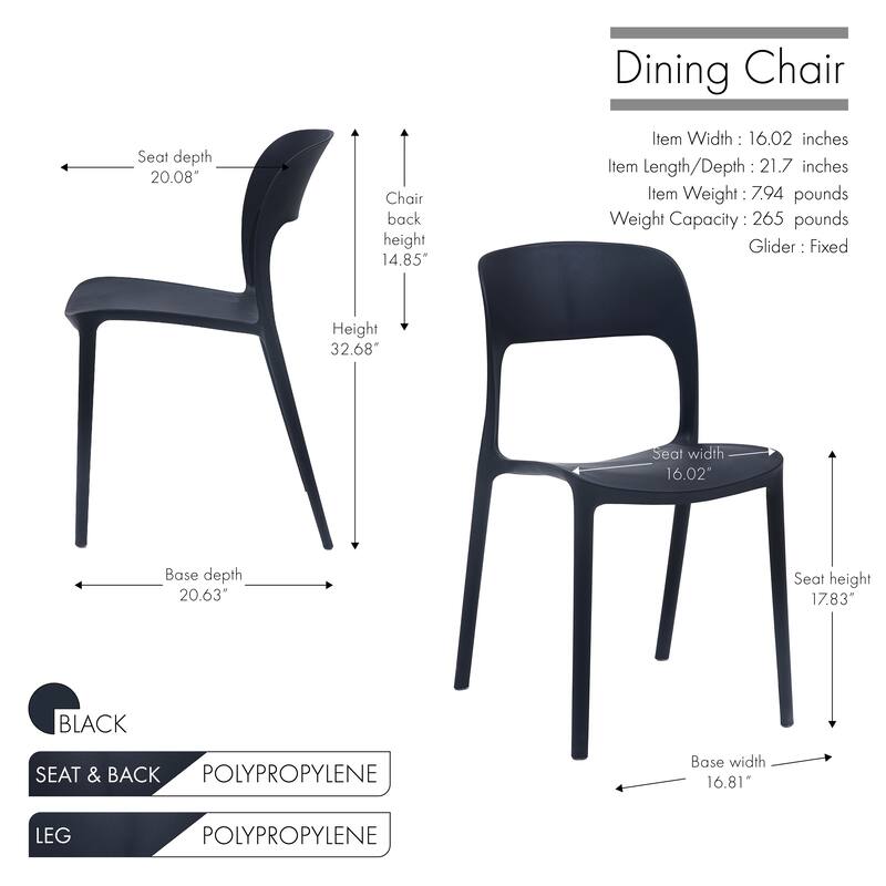 Porthos Home Brody Stackable Plastic Dining Chairs (Set of 2)
