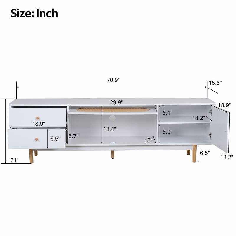 70" TV Stand for 80" TVs, Minimalist Media Console with Drawers, Entertainment Center for Living Room & Bedroom