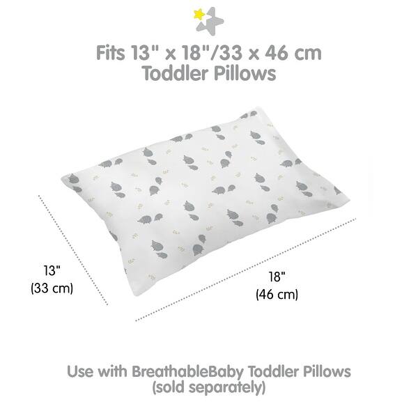 dimension image slide 6 of 13, BreathableBaby Cotton Percale Pillowcase, For 13" x 18"/33 x 46 cm Toddler Pillow, Prints (2-Pack)