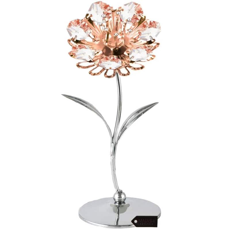 Matashi Chrome and Rose Plated Crystal Studded Sunflower Figurine - N/A