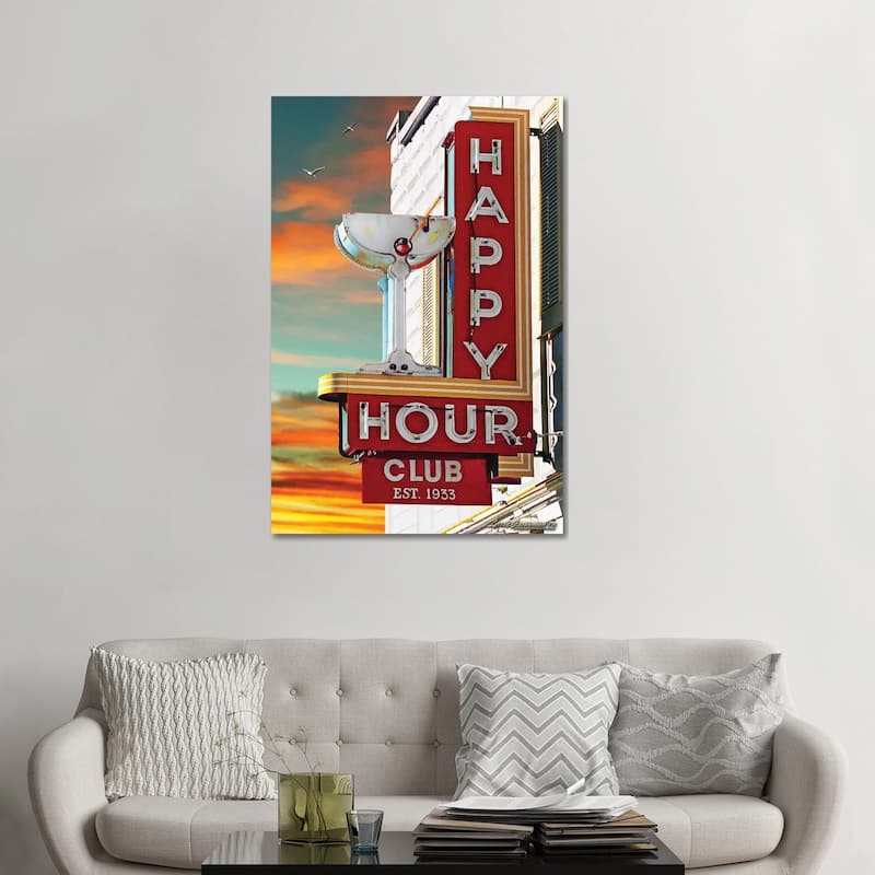 iCanvas "Happy Hour Club" by Larry Grossman Canvas Print - 48x32x1.5