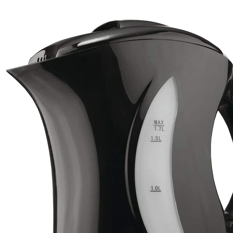 Brentwood 1.7 LITER CORDLESS PLASTIC TEA KETTLE BLACK SILVER HANDLE