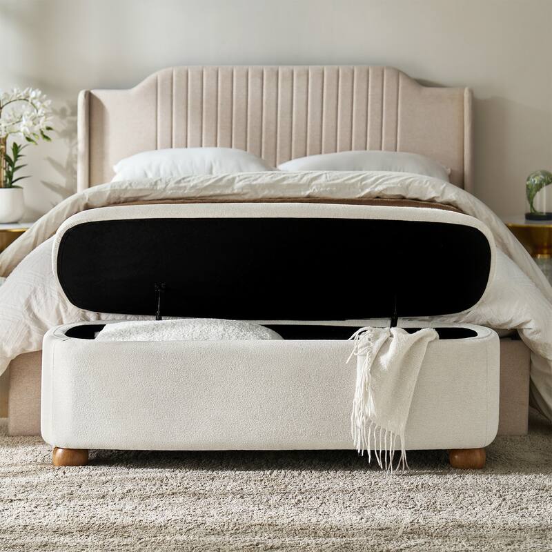 Felipe Modern Storage Bench with Solid Wood Legs by HULALA HOME