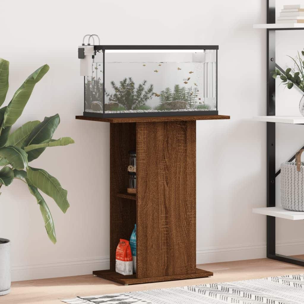 vidaXL Aquarium Stand Brown Oak Engineered Wood Medium Aquarium Stand - 14.2 x 23.8 x 28.5