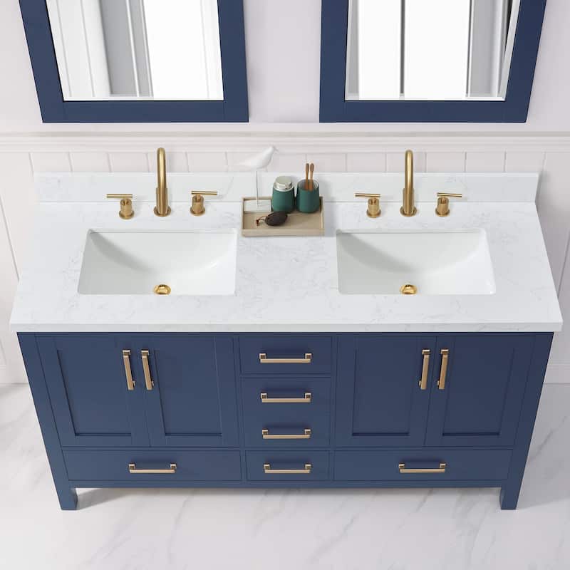 Jaen Composite Stone Vanity Top with White Rectangular Sink