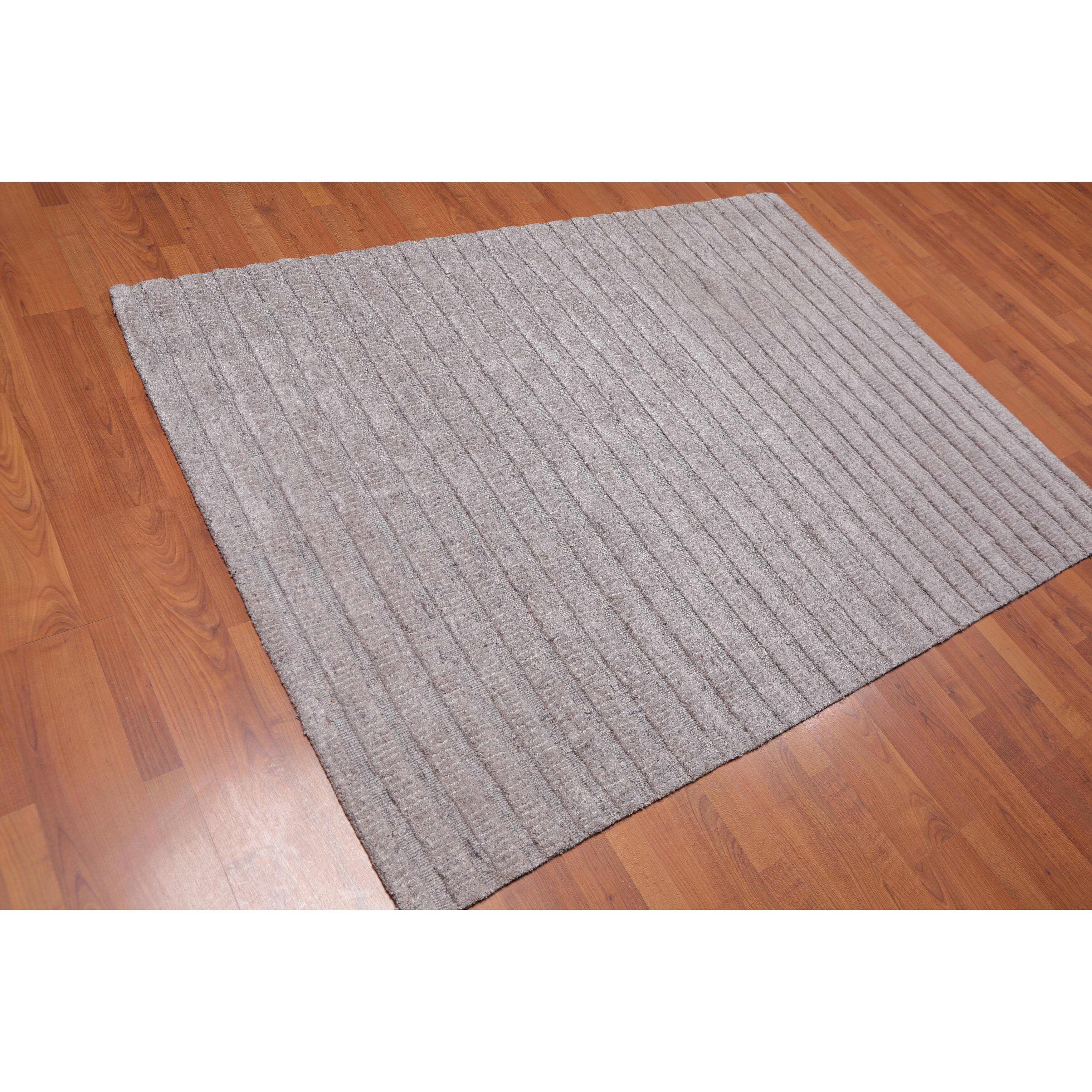 4'9x6'7 Hand Tufted Wool High Low Loop N Cut Pile Oriental Area Rug