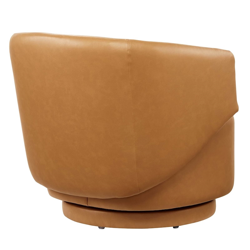Zupnick Modern Tan Leather Upholstered Swivel Accent Chair