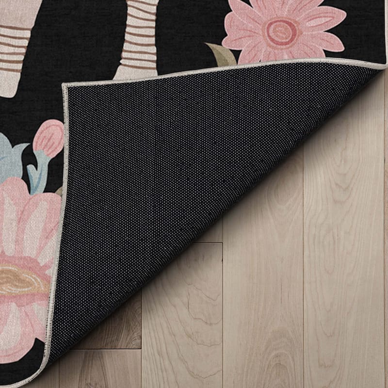 Well Woven Apollo Zebra Floral Animal Print Modern Flat Pile Area Rug