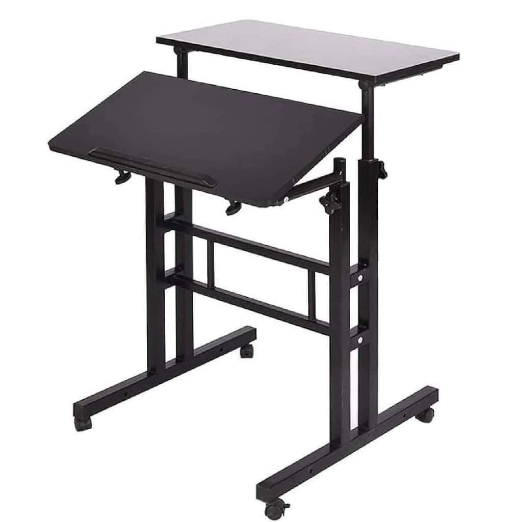Height Adjustable Standing Mobile Computer Desk with 4 casters