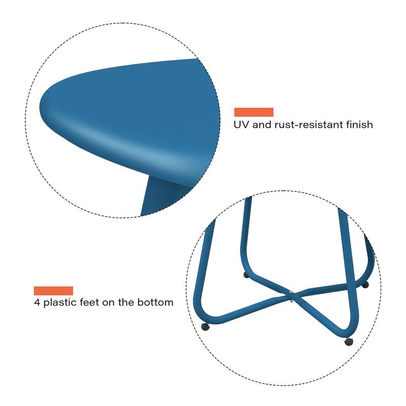 Outdoor Side Table, 18'' Small Round Side Table with Adjustable Fee