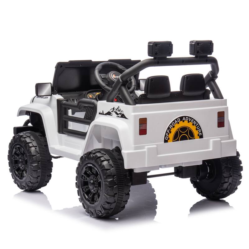 Ride on Truck Car with Removable Steering Wheel, Electric Car for Kids with LED Lights, Tan Battery Powered Electric Car