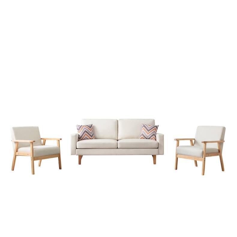 Bahamas Linen Sofa and 2 Chairs with 2 Throw Pillows