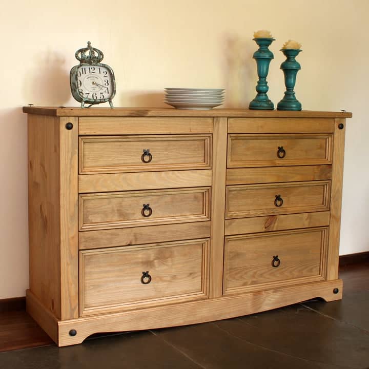 Wood Dresser 3+3 Drawers Chest Corona Collection | Furniture Dash
