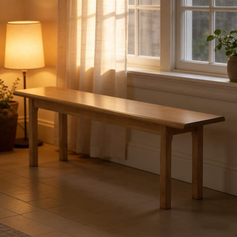 Solid Wood Dining Bench Entryway Bench Farmhouse Kitchen Table Bench - 55.1 in - Wood