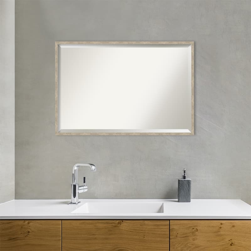 Imprint Beveled Wood Framed Bathroom Vanity Wall Mirror