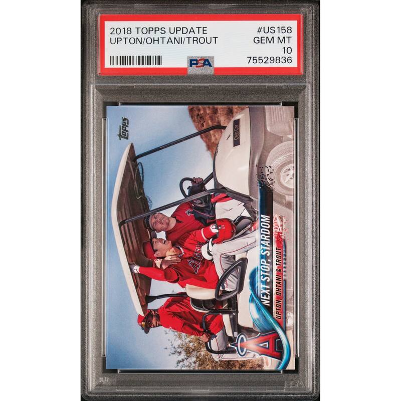 Shohei Ohtani Mike Trout 2018 Topps Update Baseball Card #US158 Graded PSA 10 - 8'6" x 11'6"