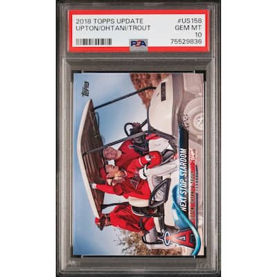 Shohei Ohtani Mike Trout 2018 Topps Update Baseball Card #US158 Graded PSA 10 - 8'6" x 11'6"