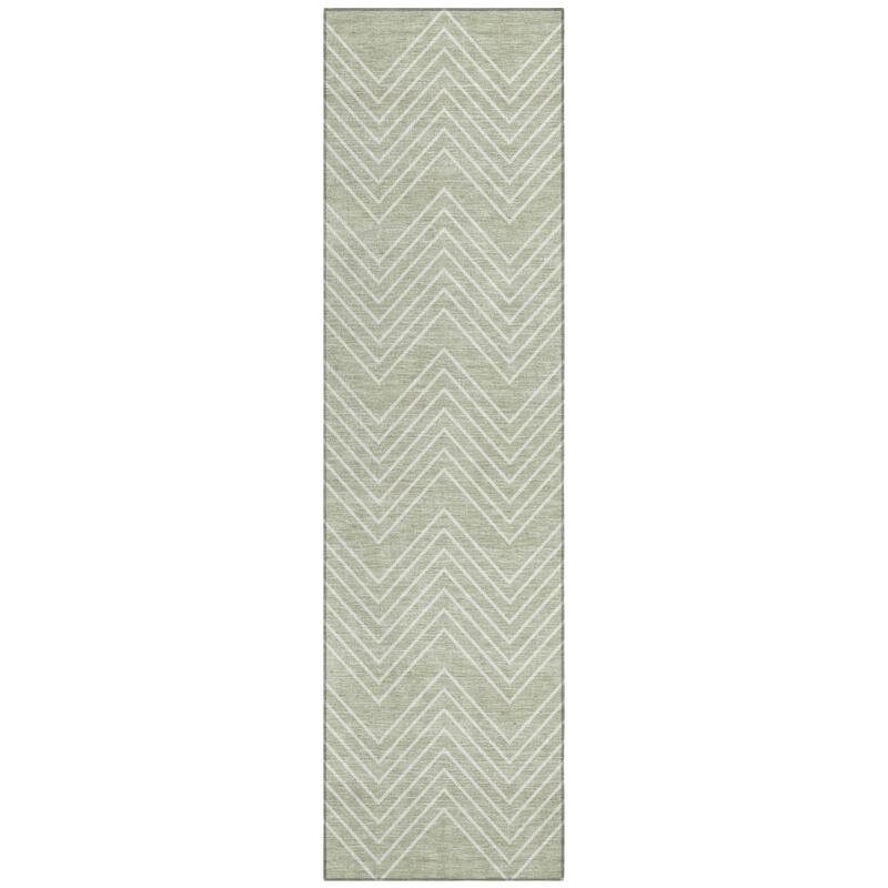 Machine Washable Indoor/ Outdoor Modern Chevron Chantille Rug