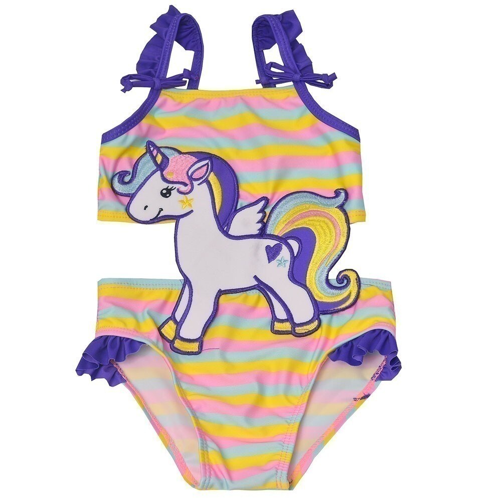 Shop Sol Swim Baby Girls Multi Stripe Unicorn Connector One Piece Swimsuit Overstock 28293648