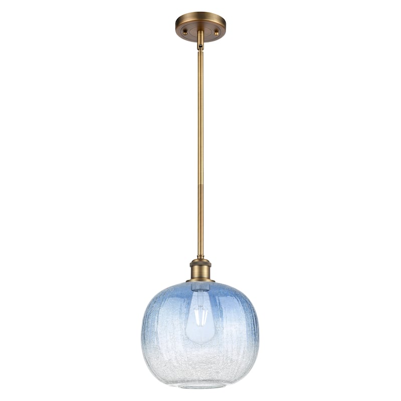 Innovations Lighting Endless Possibilities Ballston - Brookhaven Sphere - 1 Light 11" Stem Hung Mini Pendant - Brushed Brass/Sapphire Blue