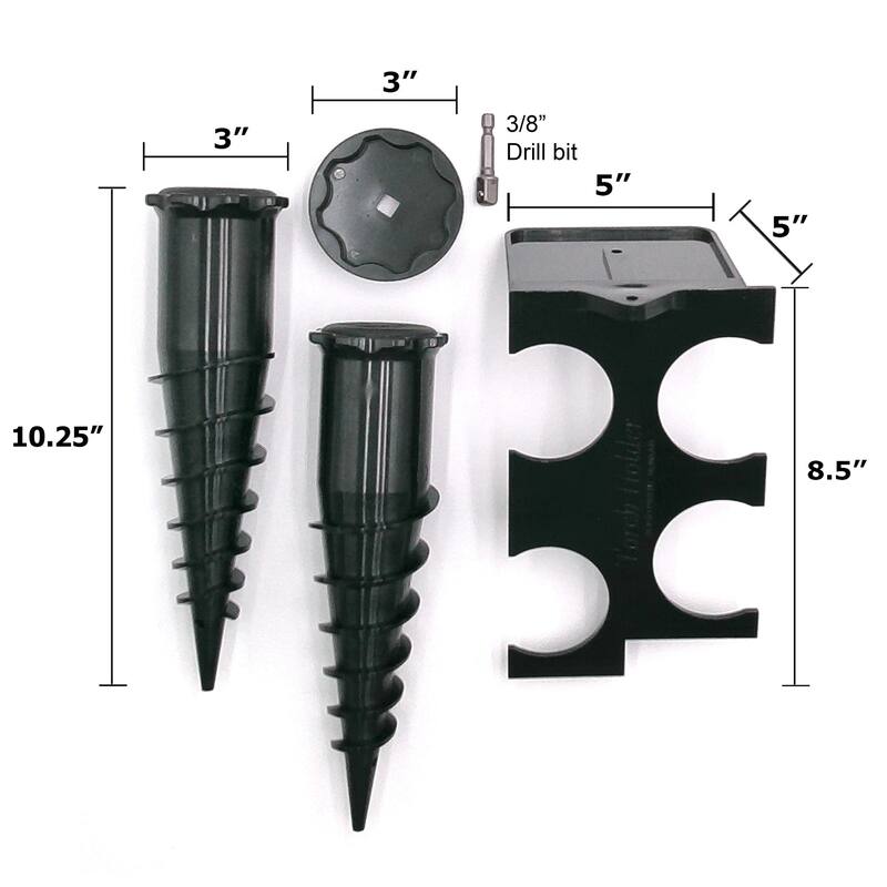Ground Spike and Wall Storage Kit – 2-Pack Ground spikes with Torch Mounting Holder