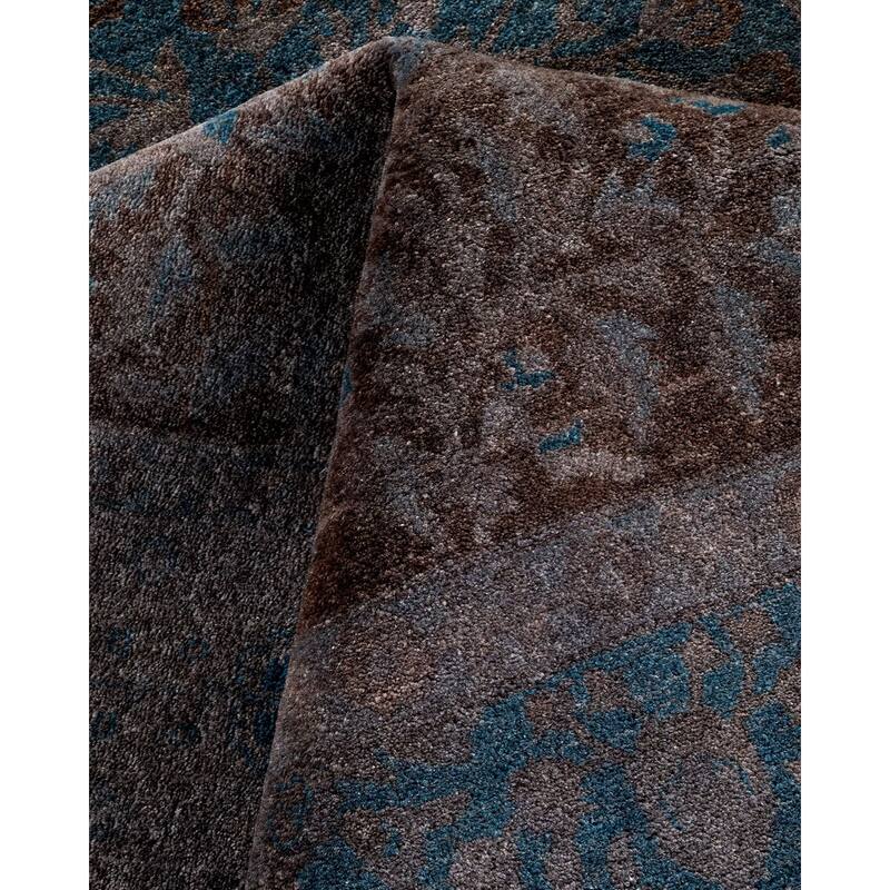 Overton Hand Knotted Wool Vintage Inspired Modern Contemporary Overdyed Gray Area Rug - 10' 3" x 13' 10"