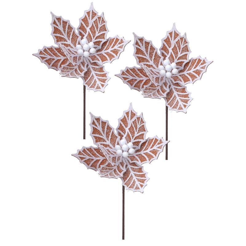 24" Gingerbread Poinsettia Stem