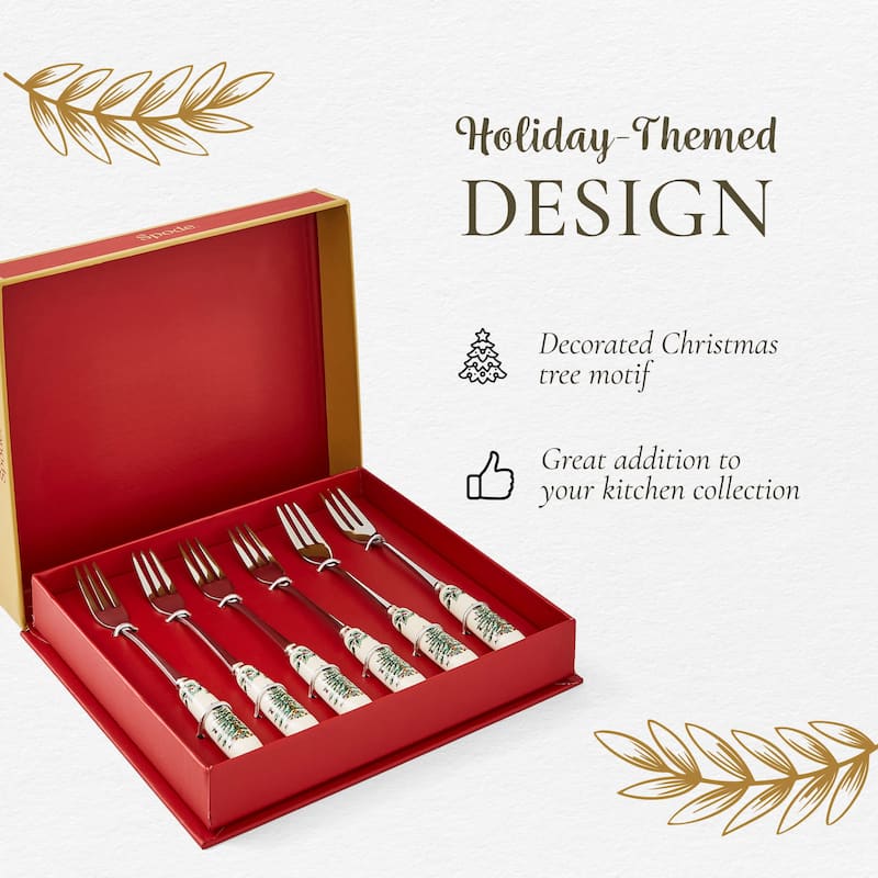 Spode Christmas Tree Set of 6 Pastry Forks
