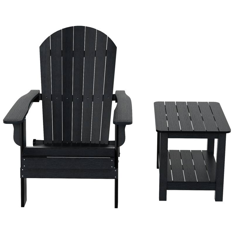 Vineyard HIPS Outdoor Folding Eco-Friendly All Weather Seashell Adirondack Chair with Side Table (2-Piece Set)