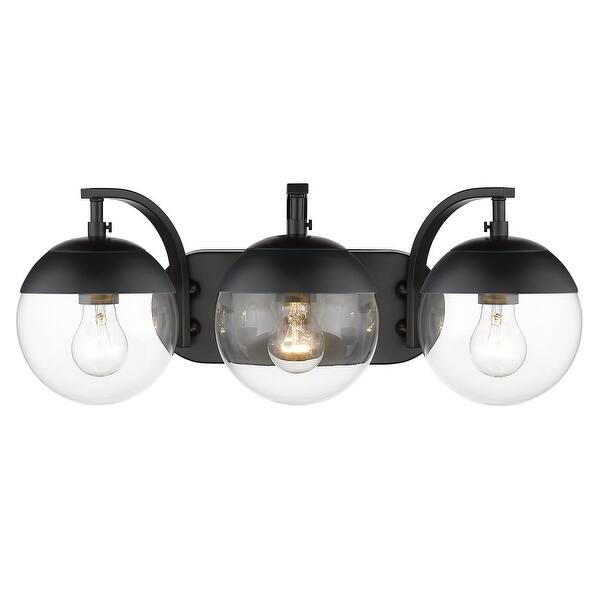 slide 25 of 59, Carbon Loft Barton Clear Glass and Steel 3-light Bath Vanity Black with Black