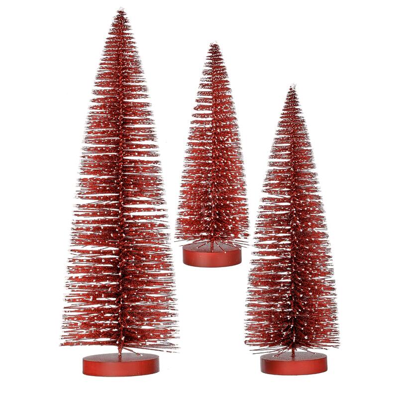 9/12/15" Snow Tipped Bristle Tree Set of 3