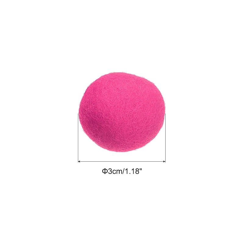 Wool Felt Balls Beads Woolen Fabric 3cm 30mm for Home Crafts 5Pcs - Rose Red