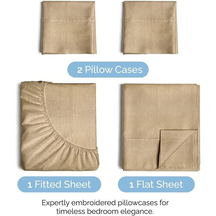 CGK Linens 4 Piece Solid Microfiber Deep Pocket Soft Bed Sheet Set