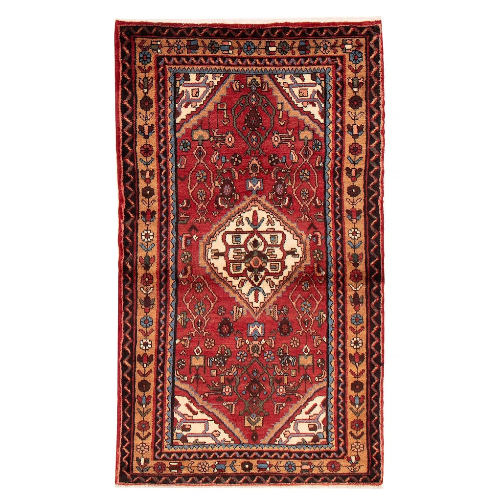 Andelz Navy, Red Rug 3'10" x 7'5" - 3'7 x 6'7
