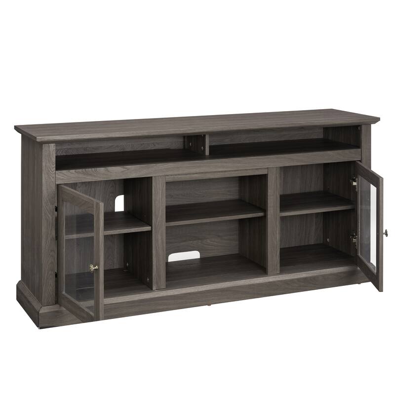 TV Stand for up to 65'' TVs, Farmhouse Entertainment Center with Glass Doors