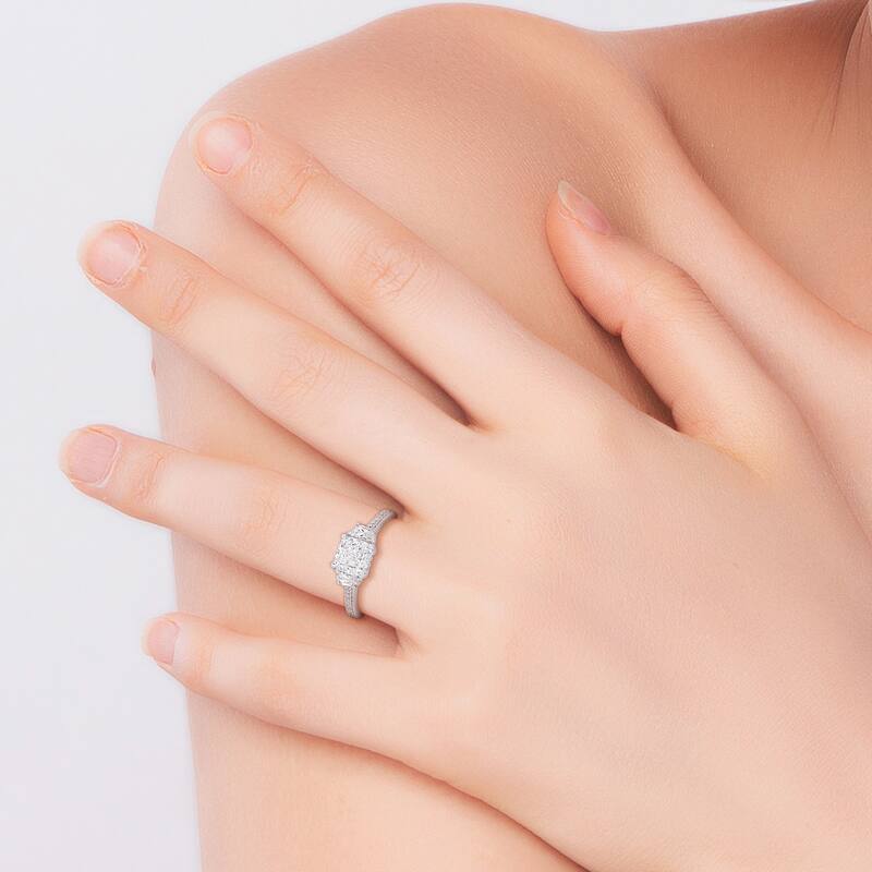 Miadora 2 1/4ct TDW Diamond 3-Stone Ring in 14k White Gold