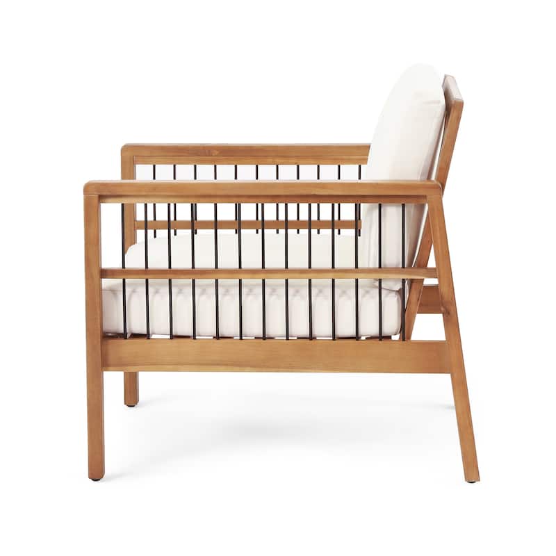 Acacia Wood and Wicker Outdoor Club Chair