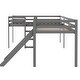 preview thumbnail 15 of 16, Solid Pine Wood Twin Size L-Shaped Loft Bed with Ladders and Slide